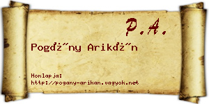 Pogány Arikán névjegykártya